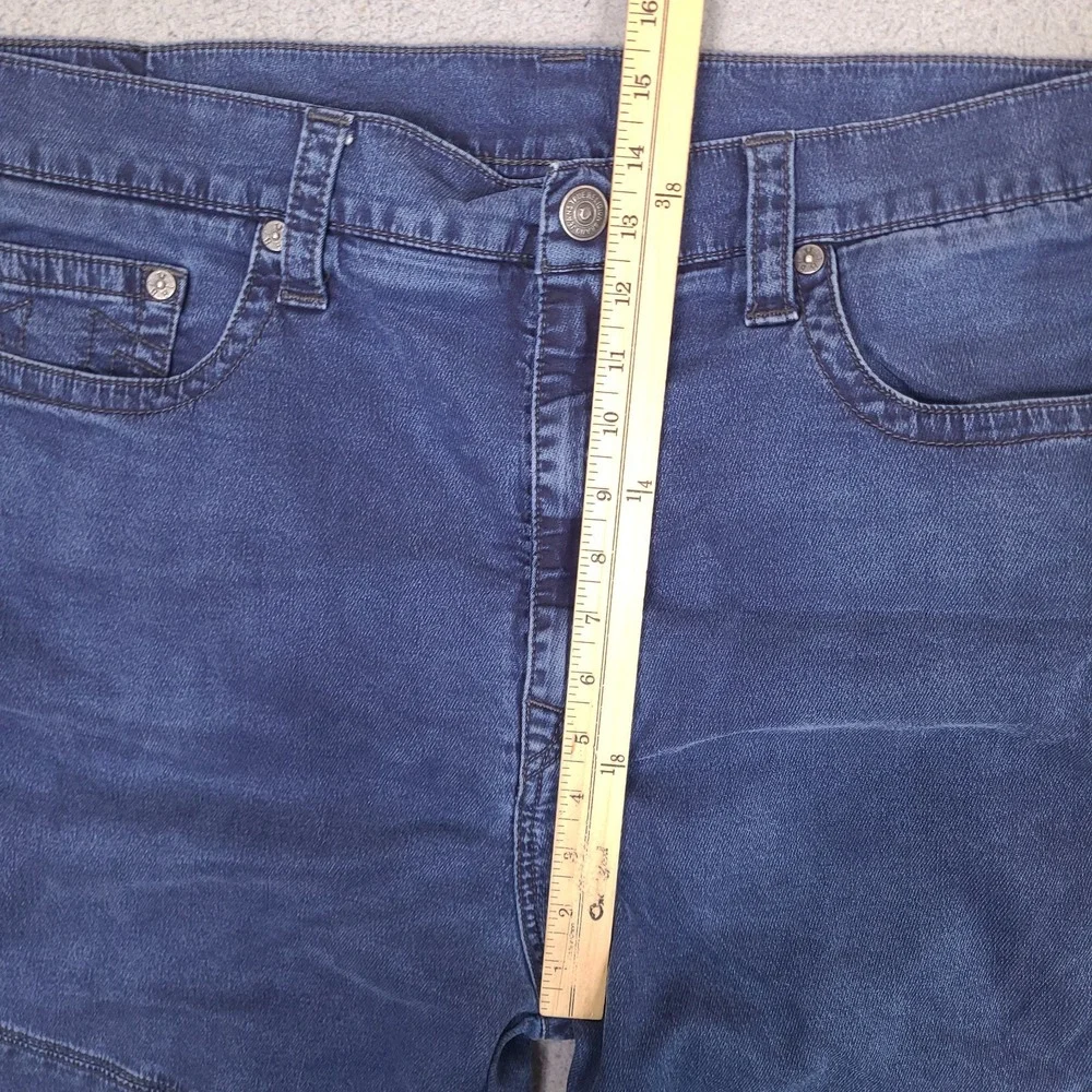 True Religion Jeans Mens 40x27 Blue‎ Marco Relaxed Tapered Reflective Stretch